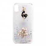 Wholesale iPhone XR 3D Deer Crystal Diamond Shiny Case (Clear)